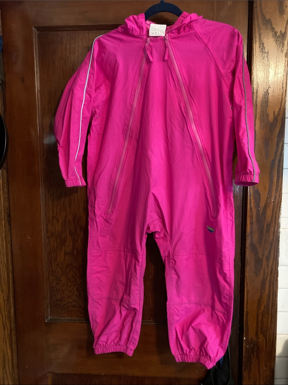 Pink splashy rain suit size 8